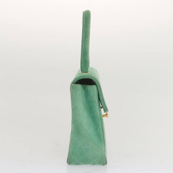 CHANEL Hand Bag Suede Green CC Auth 68731A - Picture 3 of 16